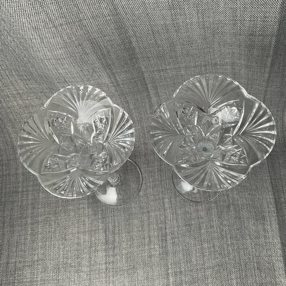 Cristal d'Arques France Vincennes Pattern Clear Crystal Candle Holders Set of 2 - Picture 4 of 10